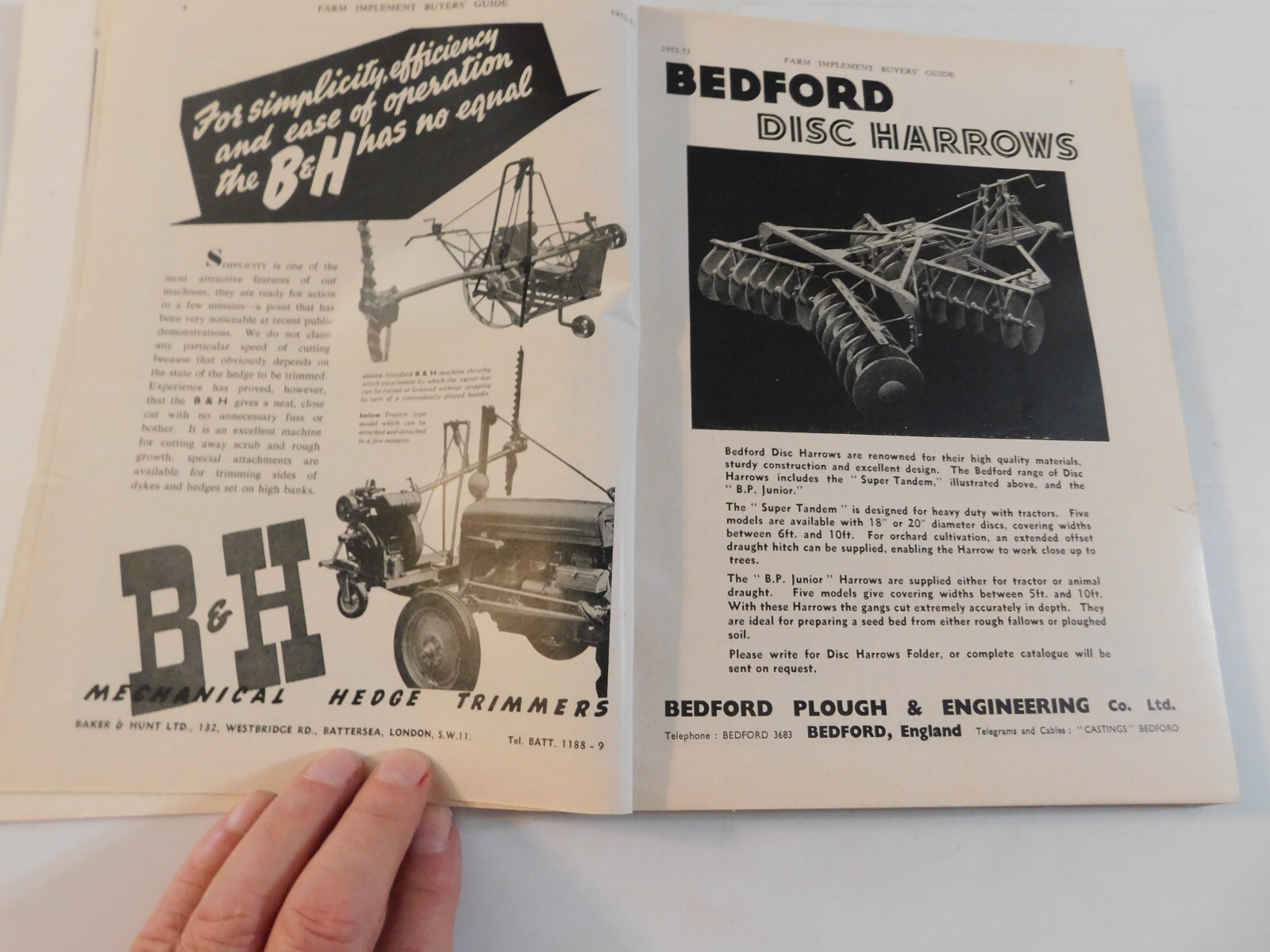 1952-53 FARM IMPLEMENT BUYER’S GUIDE ENGLAND WINNROWERS LAND ROLLERS TEA CUTTERS