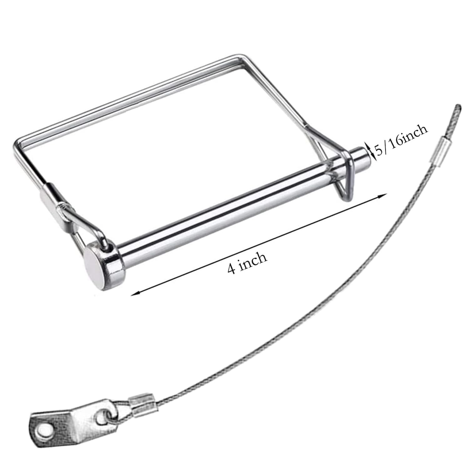 2 Pack 5/16″x4″Trailer Coupler Pin with Anti-Loss Cable, Square Wire Lock Pin fo