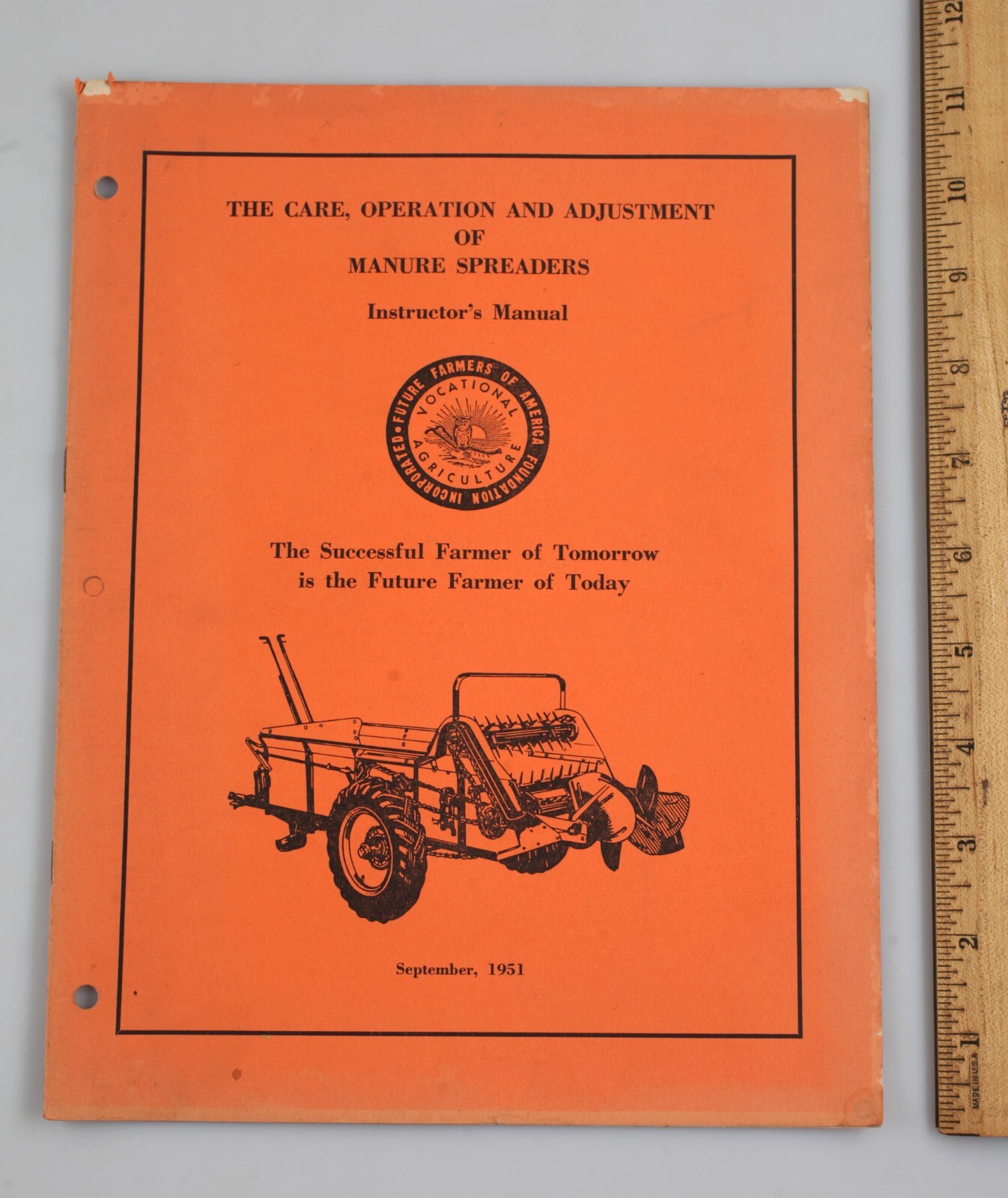 Vintage 1951 Manure Spreaders Operating Manual Future Farmers of America FFA
