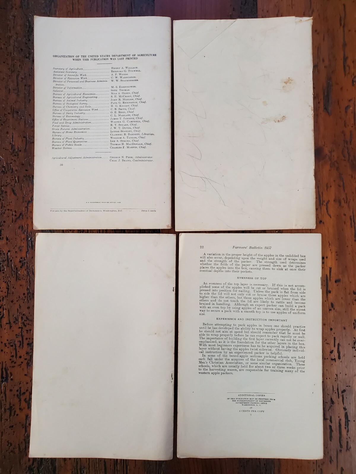 US Vintage Department of Agriculture Farmers Bulletin Lot of 4 Different (DA14)