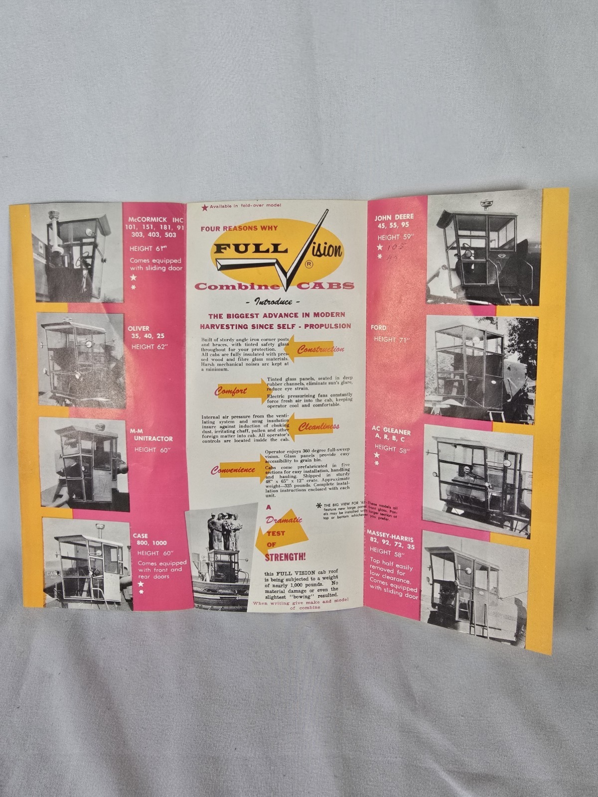 FULL VISION COMBINE CABS Brochure Pamphlet Ward W Leapley For JD IHC AC CASE