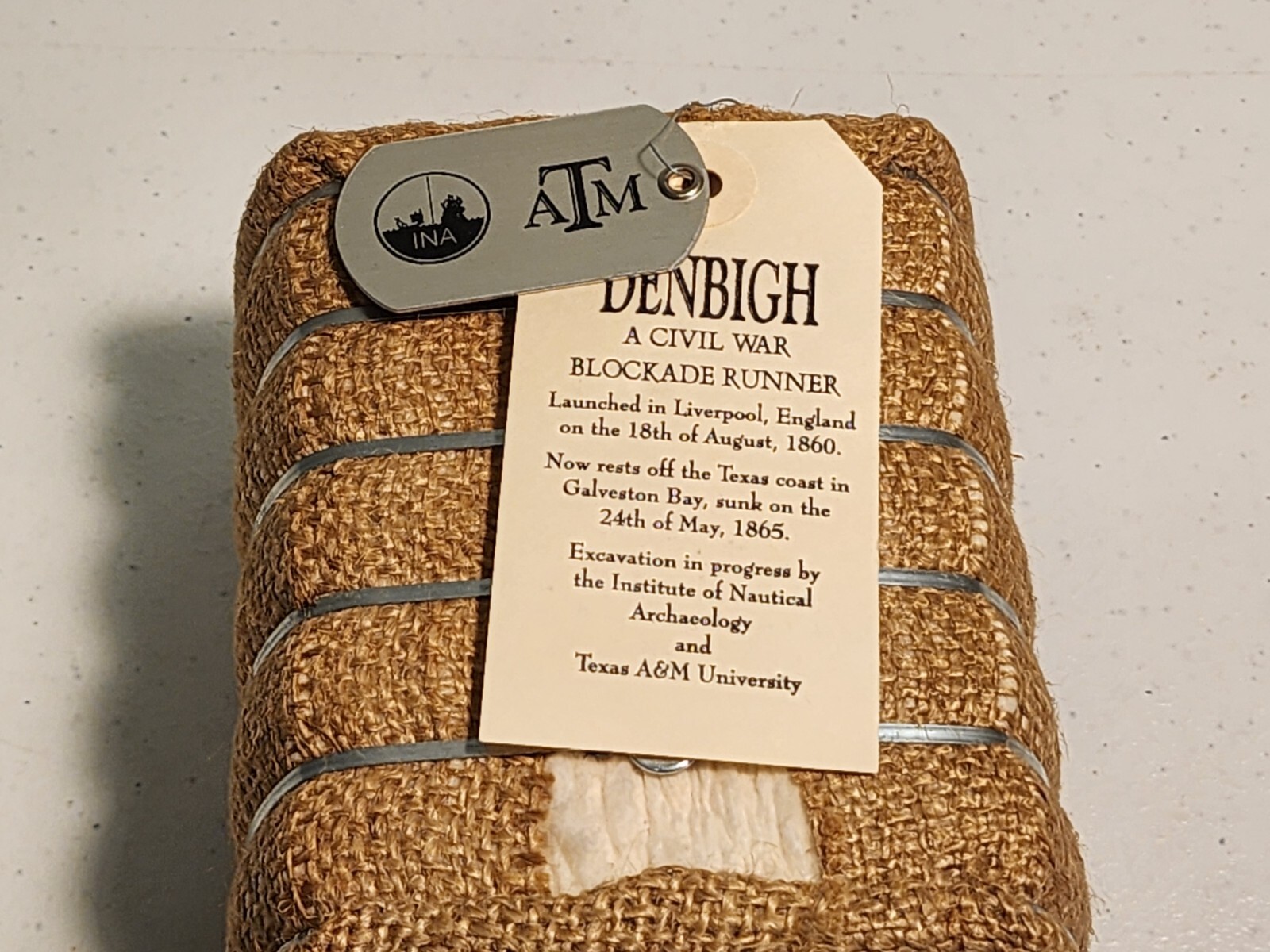VTG Texas Mini Cotton Bale Souvenir 5″ Nautical Archaeology Program & TEXAS A&M