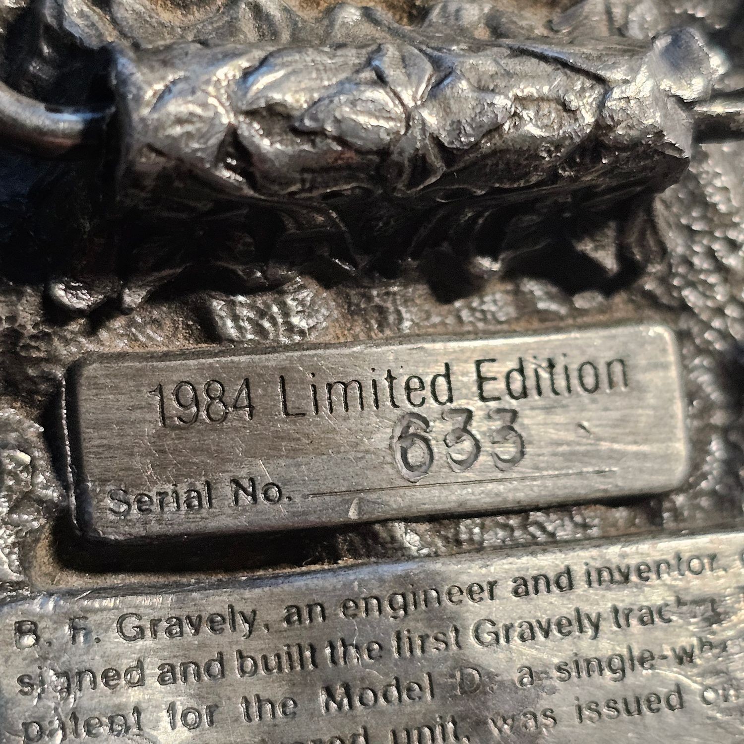 Gravely 1984 Limited Edition Belt Buckle #633 Commemorative Tractor Mower