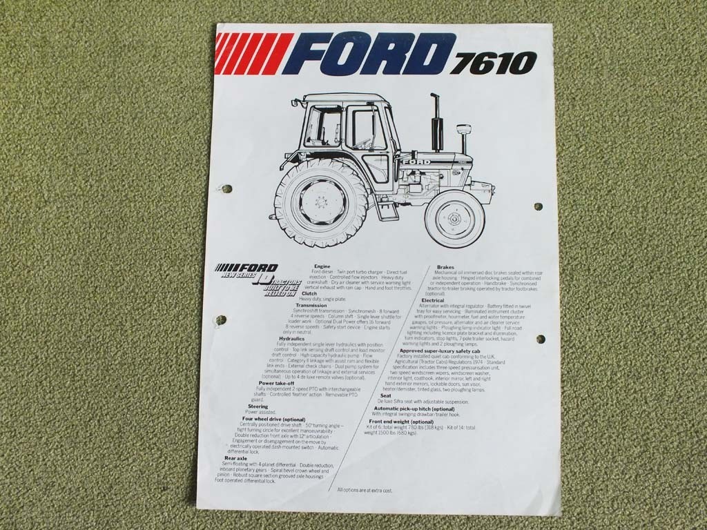 FORD 7610 Universal Tractor Brochure Specification Leaflet 1981