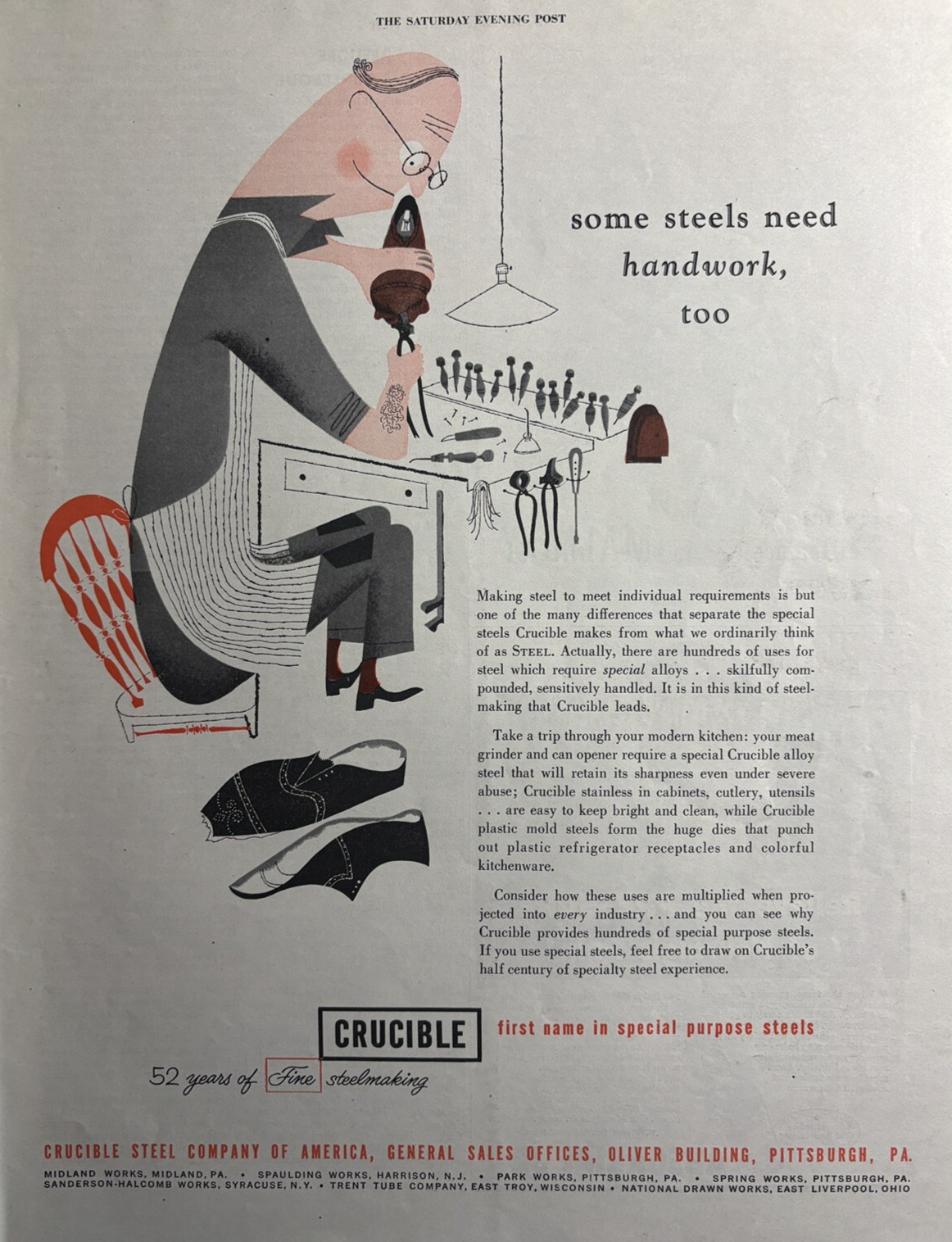 1952 Crucible Steel company Oliver Bldg Pittsburgh Special Purpose VTG Print Ad