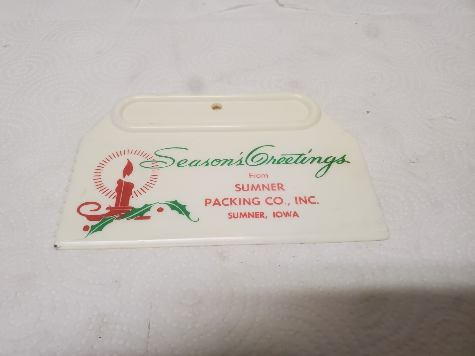 6″ Plastic Scraper Sumner Packing Company Sumner Iowa Seasons Greetings