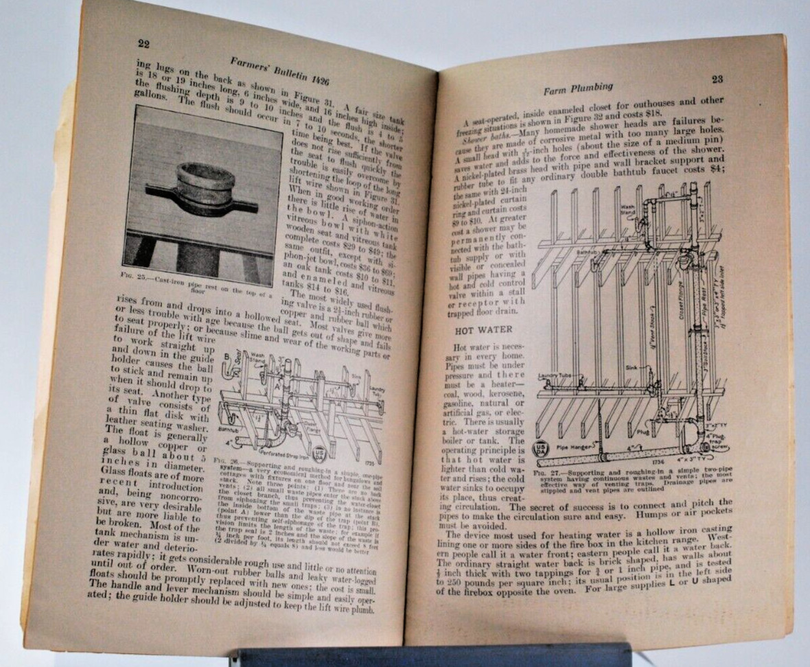 1924 US Department Of Agriculture Farmers’ Bulletin No 1426 Farm Plumbing