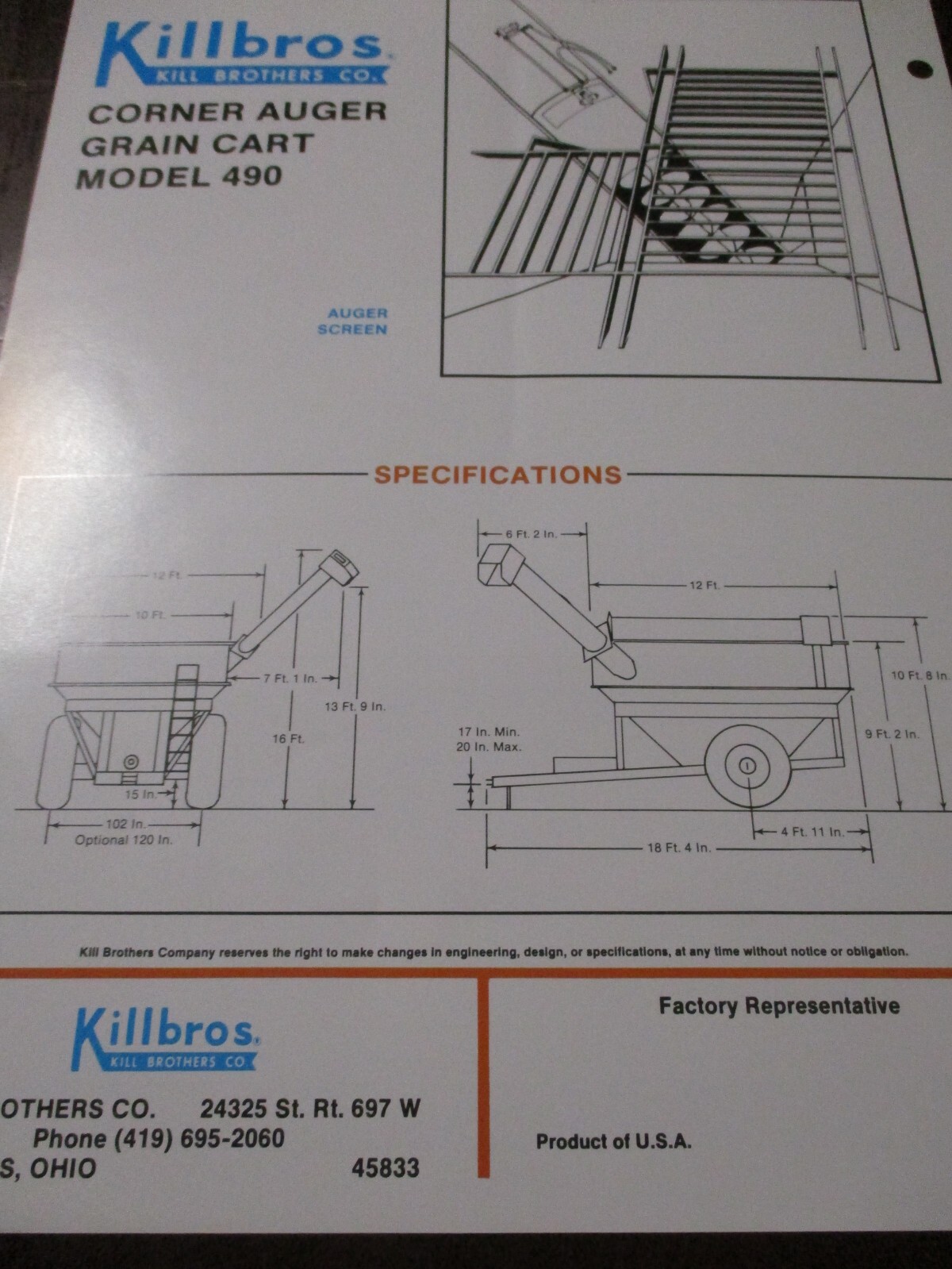 Killbros Grain Carts Sales Brochures, 4 items