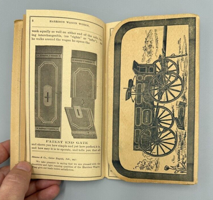 1892 HARRISON WAGON WORKS Machinery FARM Pocket Ledger GRAND RAPIDS MI Advertise
