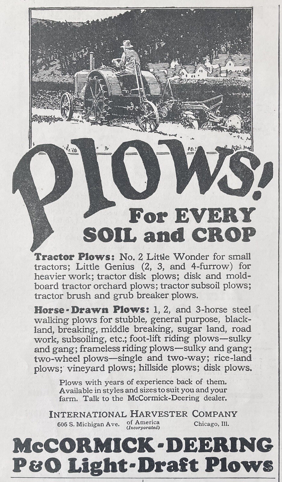 1926 AD.(XG23)~INTERNATIONAL HARVESTER CO. MCCORMICK-DEERING NO.2 LITTLE WONDER