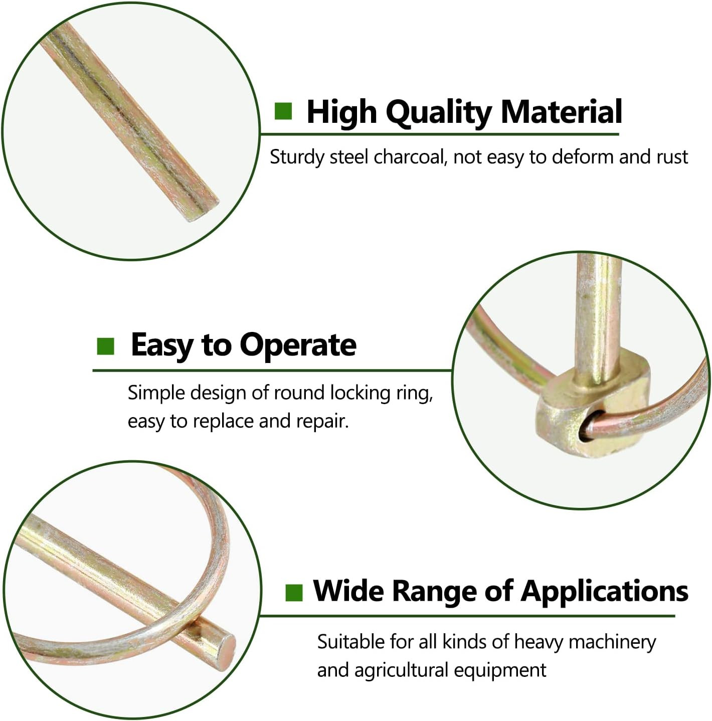12 PCS Heavy Duty Linch Pin with Ring, 3/16″ X 1-1/2″ Linch Pins for Trailer Tro