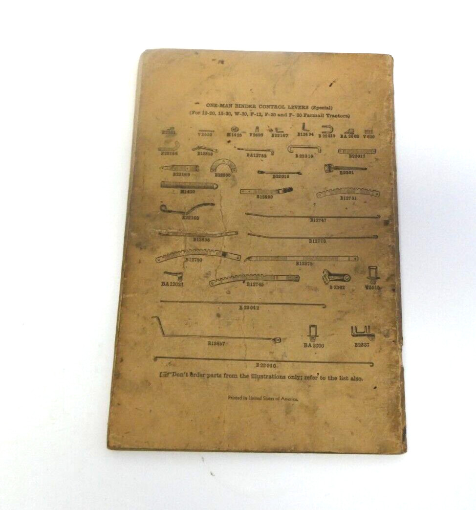 McCormick-Deering Vtg Instructions for Setting up & Operating Tractor Binder #4