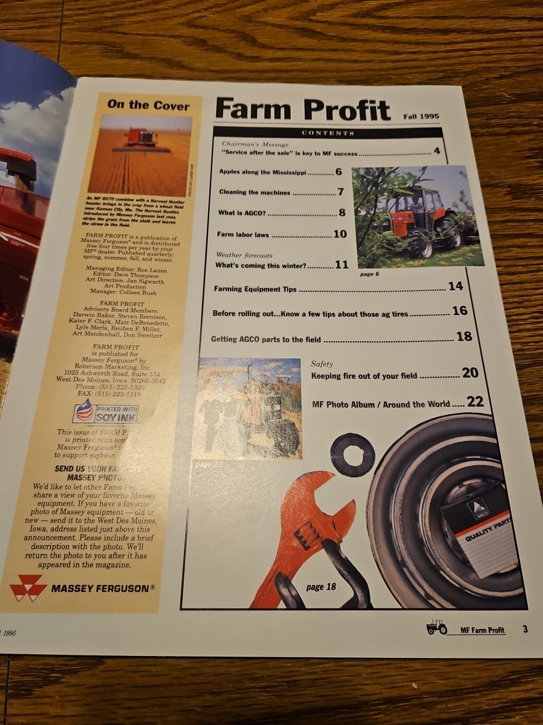 Massey Ferguson Farm Profit Magazine For Fall 1995 Brochure MF 8570 Combine