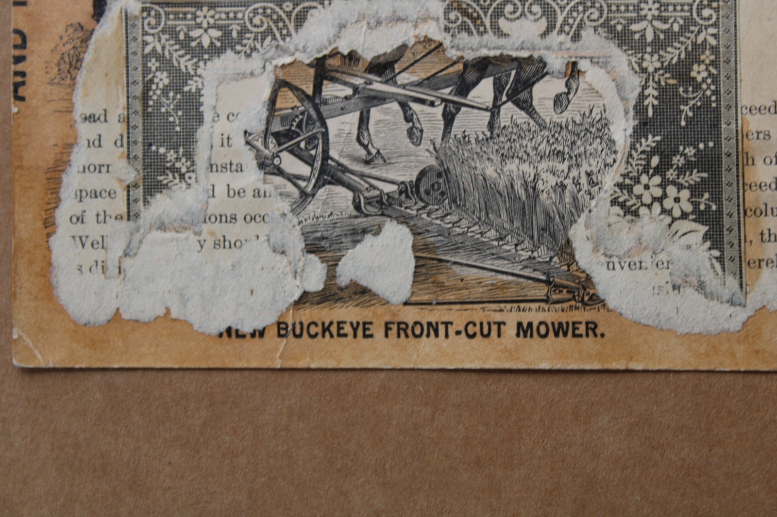 RARE ANTIQUE 1800’s AULTMAN MILLER CO. FRONT CUT MOWER Old 6 in. Trade Card Sign