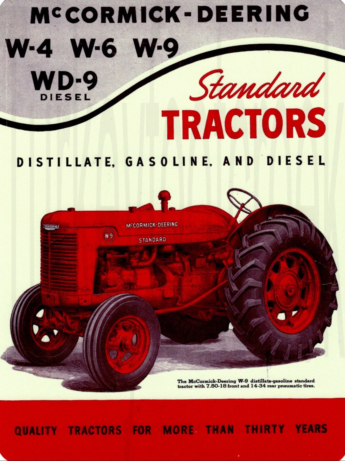 McCormick-Deering W-4 W-6 Standard Tractors 9″ x 12″ Metal Sign