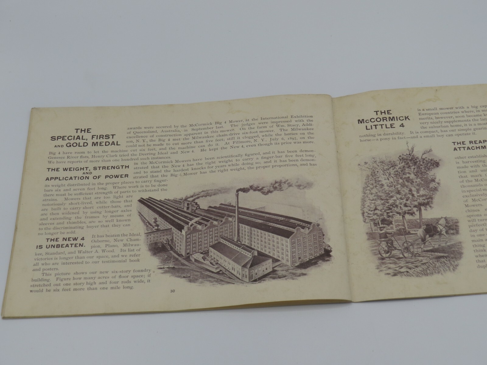 Vintage 1890’s McCormick’s Right Hand IH Deering Catalog Brochure RARE Binder