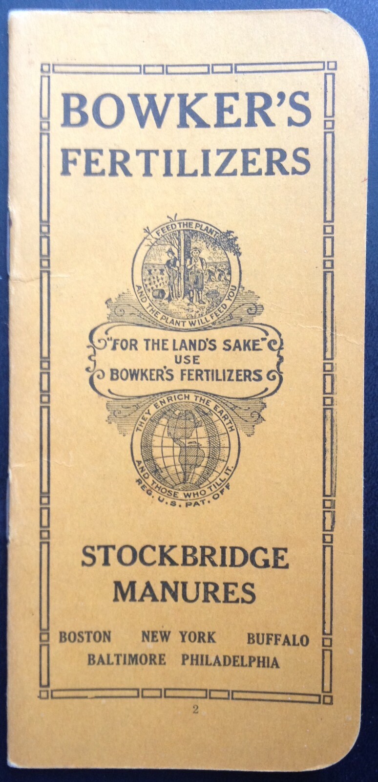 C.1923 BOWKER’S FERTILIZERS HANDY POCKET NOTEBOOK, STOCKBRIDGE MANURES