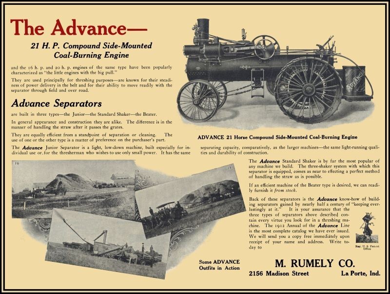 1912 Advance Coal Burning Steam Engine NEW Metal Sign: 12×16″ Ships Free