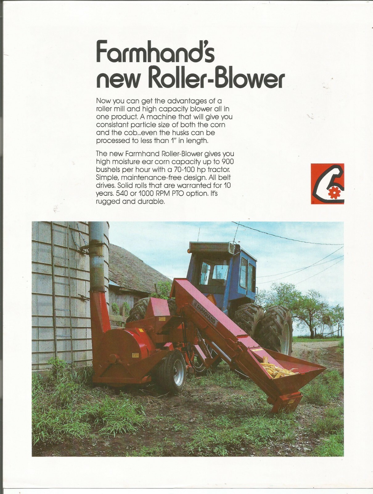 Original Farmhand Roller Blower Dealer Sales Brochure Form Number S1-8/2-10M-DP