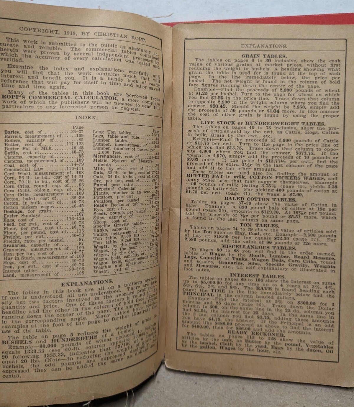 1919 Ropp’s New Calculator Farmers Reckoner Pocket Booklet Red Brand Fence Ads