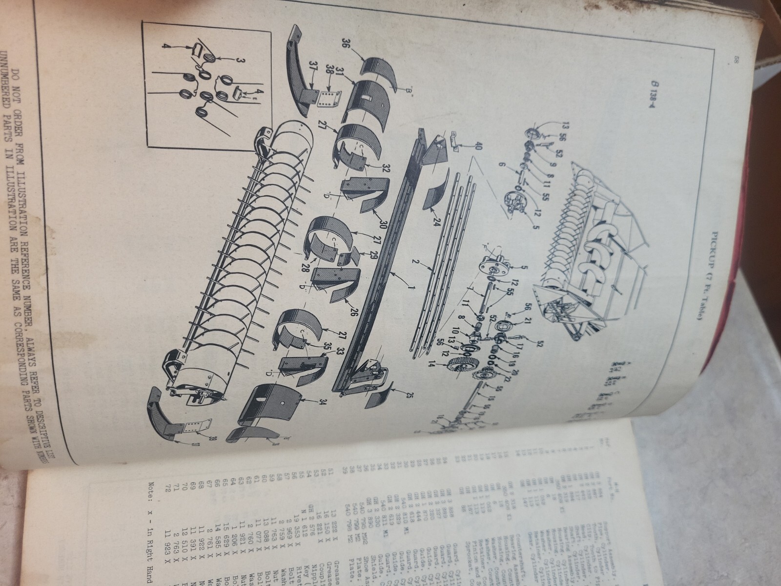 Repair Parts List Massey Harris Clipper Combine Serial No.95001 and up -95500