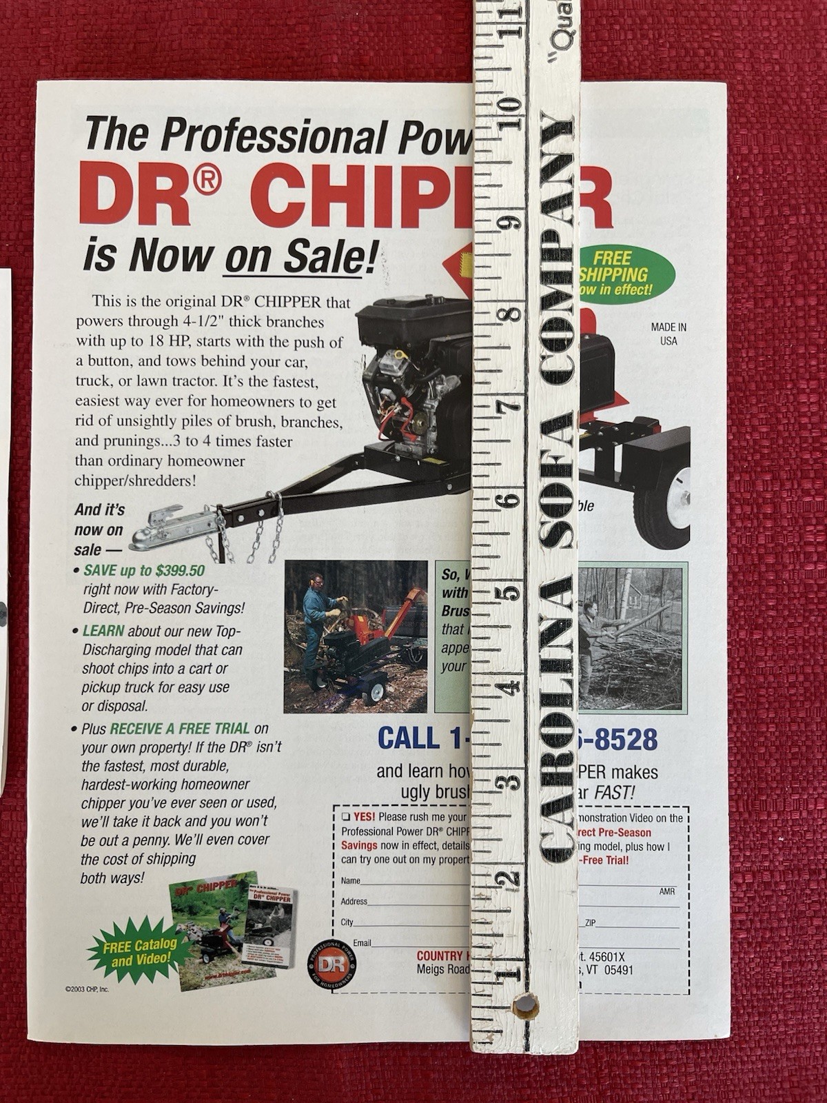 Print Ad DR Chipper 2003 Advertisement Yard Tree Brush Chipper Ad