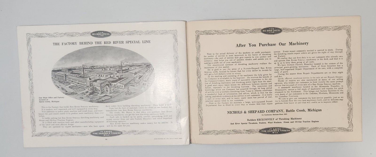 RARE Nichols & Shepard Co. Threshing Machinery Catalog Red River Special Line
