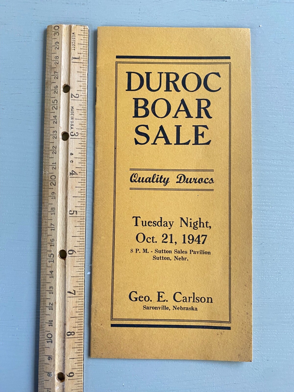 Vintage Durocs Boar Hogs Pigs Sale Catalog Book Saronville Nebraska 1947 Farm Ag