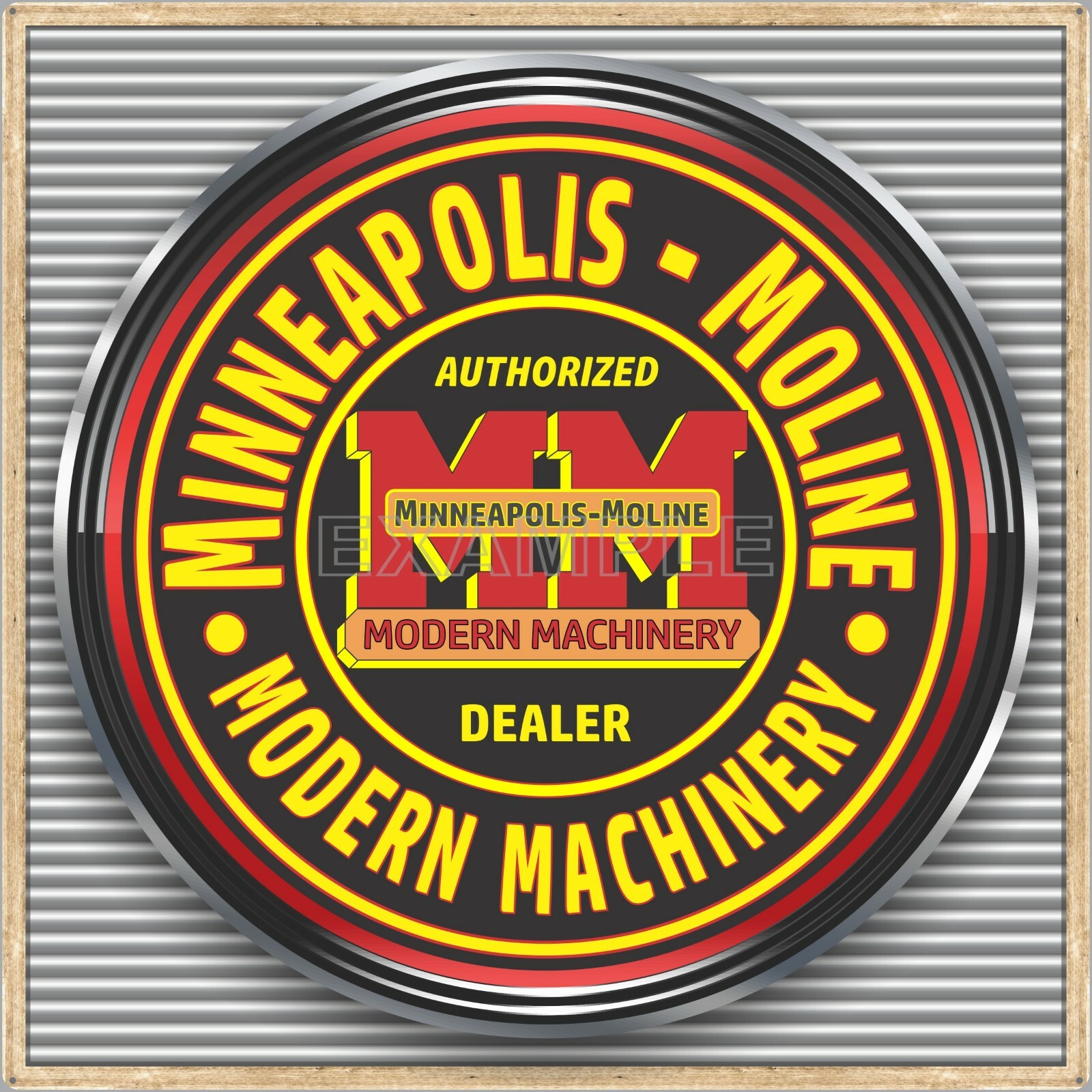MINNEAPOLIS MOLINE TRACTORS OLD SIGN REMAKE SQUARE ALUMINUM SIZES UP TO 3′ X 3′