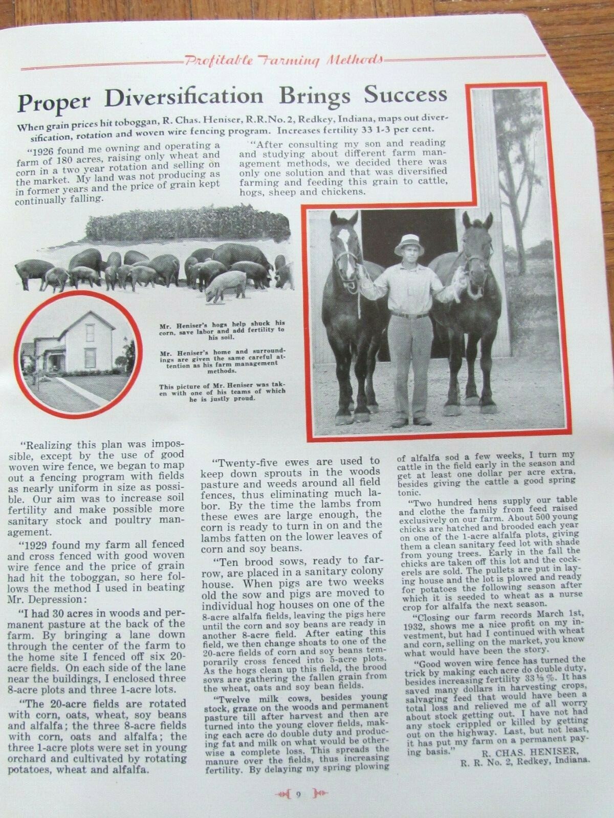 1930’S KEYSTONE STEEL & WIRE PEORIA IL RED BRAND FENCE , FARMER ARTICLE BOOK