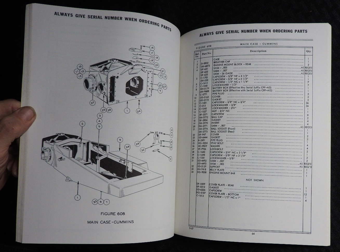 1957 LW LeTourneau-Westinghouse “C Tournapull Tractor” Parts Catalog Manual