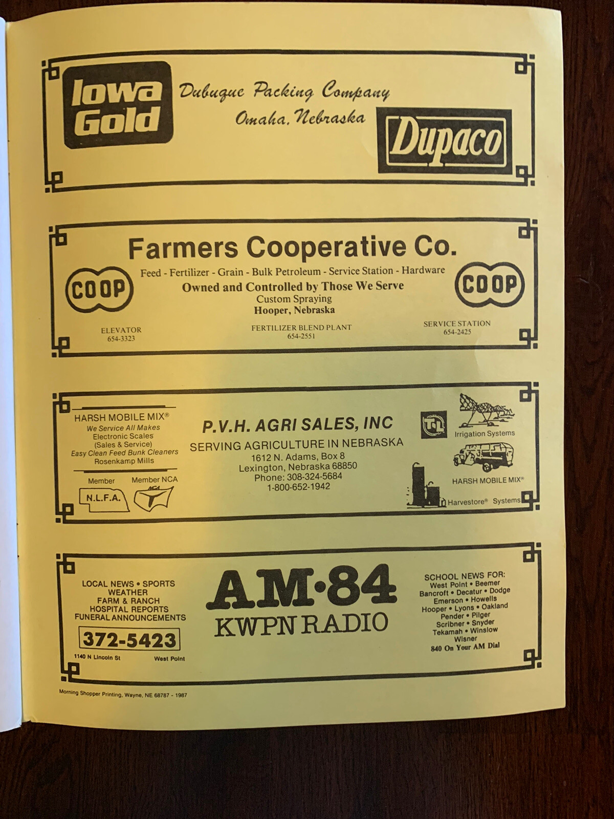Nebraska Farm/Ranch Register 1987 Advertising Maps Directory