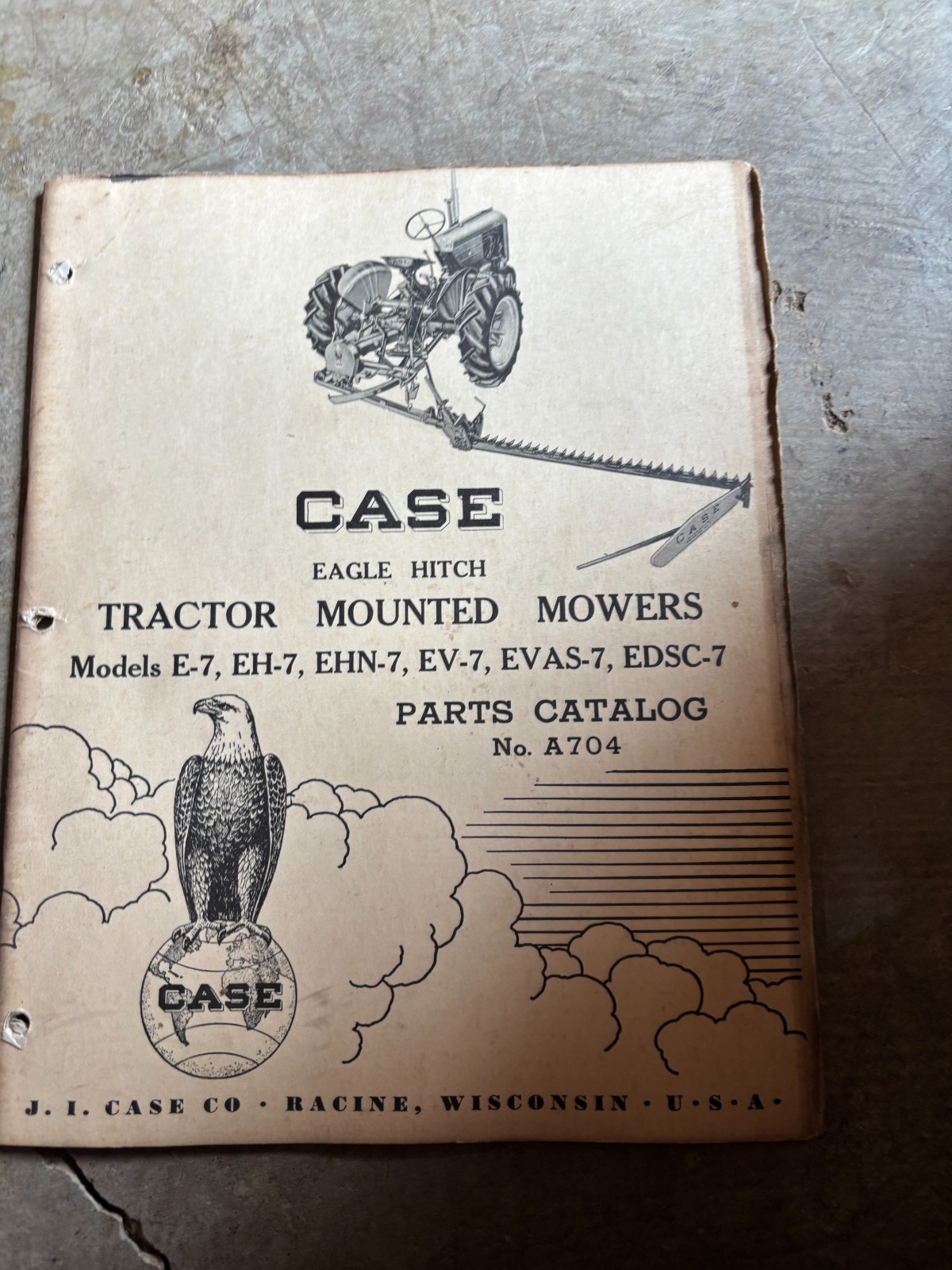 Case Tractor Eagle Hitch Tractor Mounted Mower Parts Book Manual AMIL26