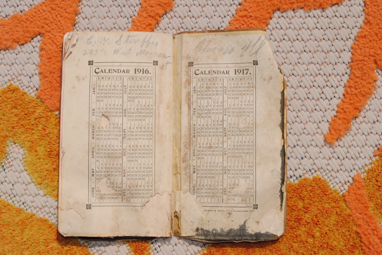 Antique Leather Pocket Ledger Livestock Dealers/ Chicago Stockyards 1916-17