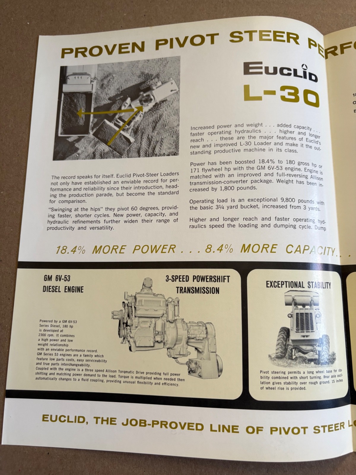 Vintage Euclid L-30 Loader Sales Brochrue