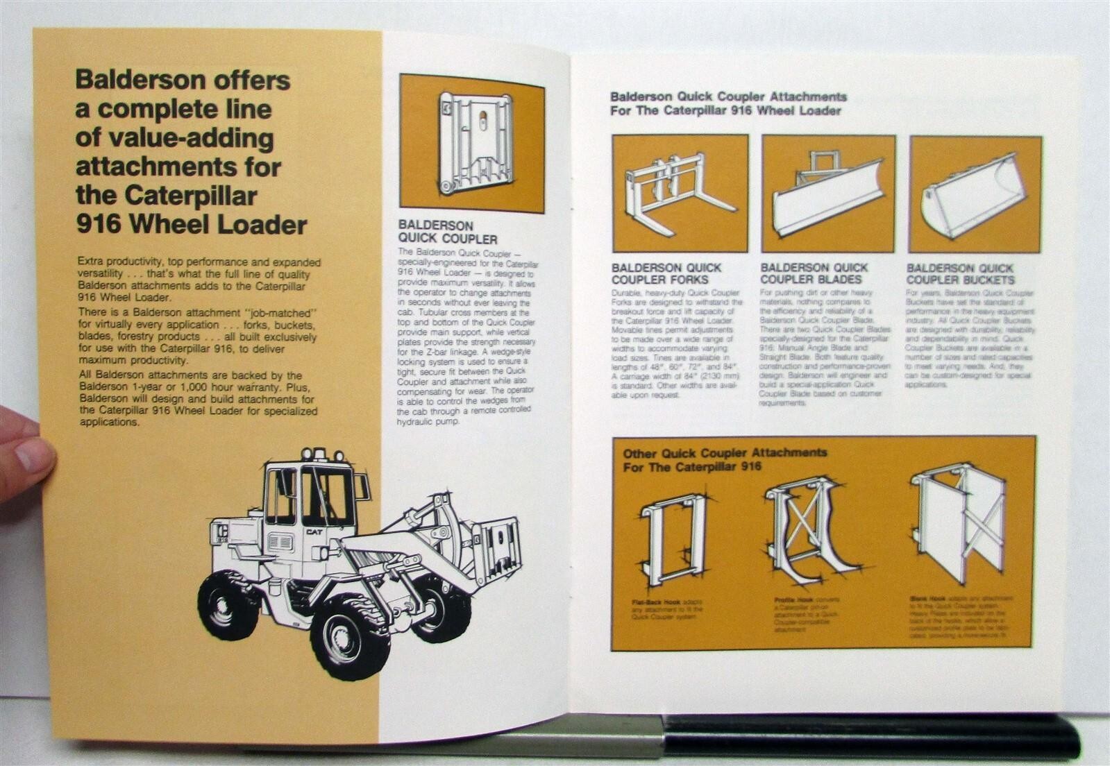 Balderson Attachments For Caterpillar 916 Wheel Loader Construction Brochure