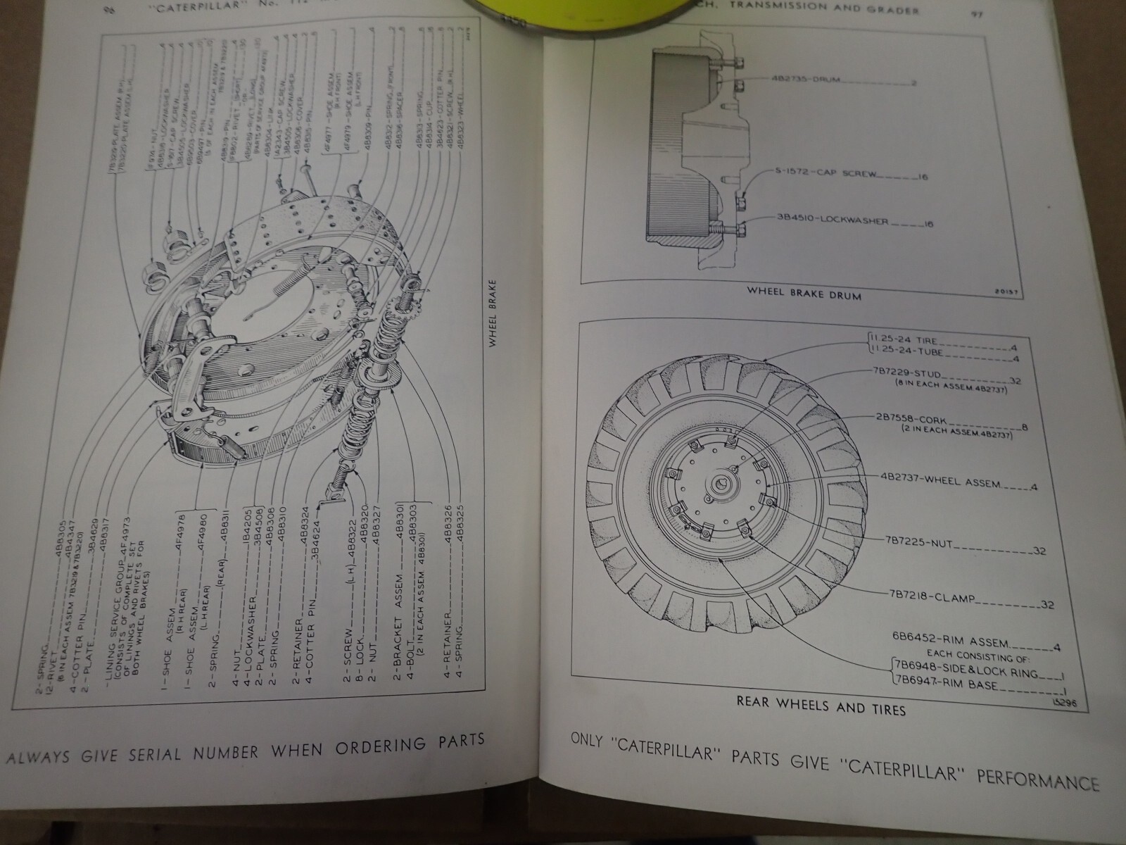 Original 1955 Cat Caterpillar 112 Diesel Parts Catalog Manual