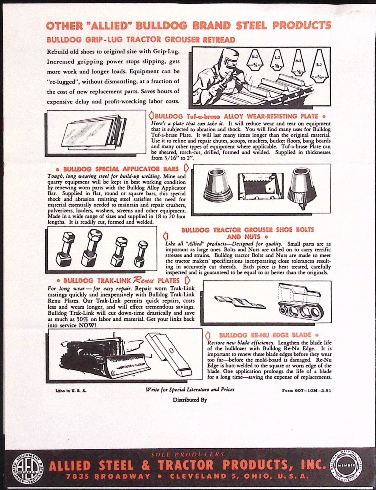 1950 Manganese Cast Bars Dogger Teeth Allied Steel & Tractor Products Brochure