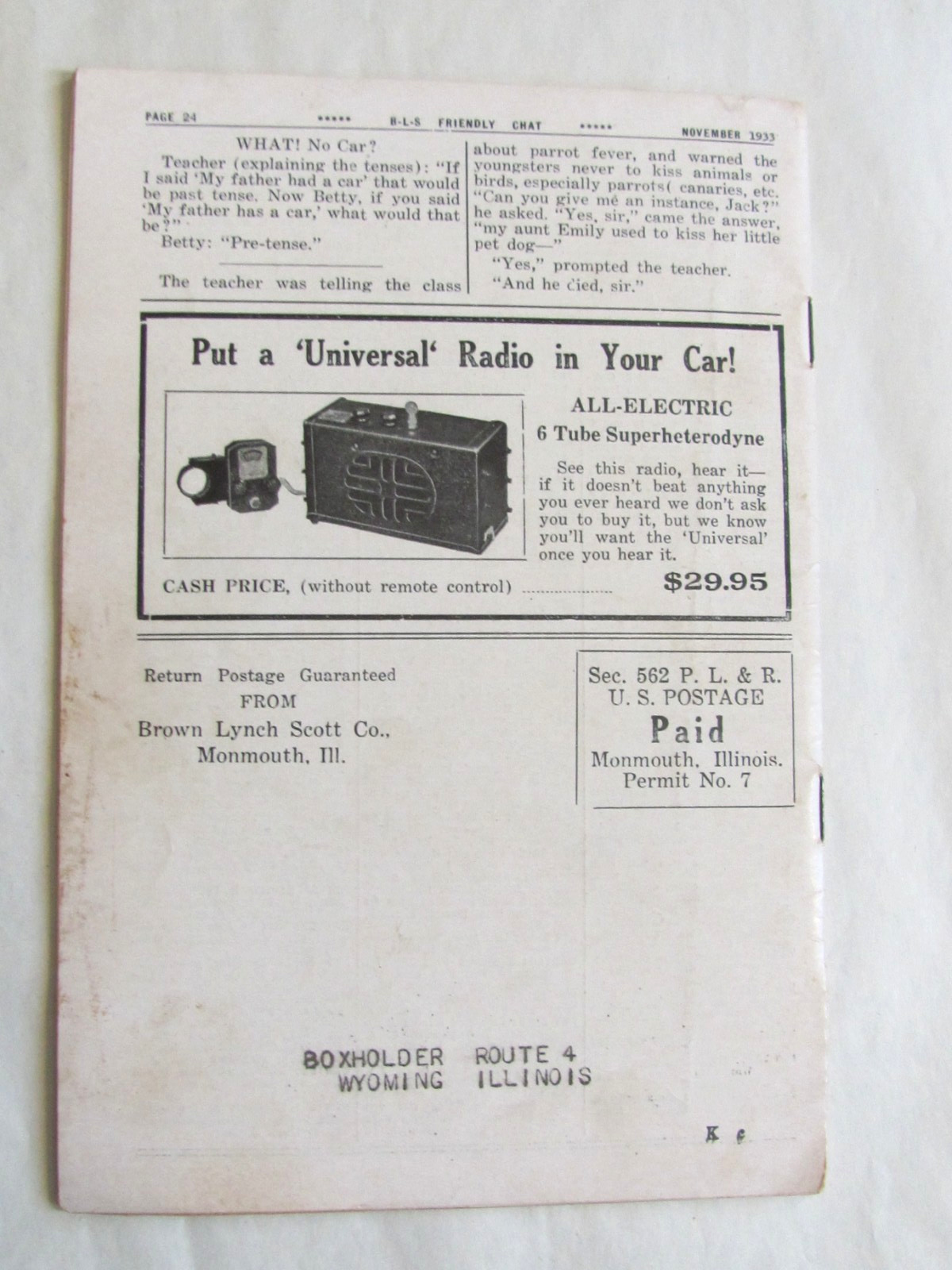 1933 ADVERTSING BOOKLET BROWN LYNCH SCOTT CO MONMOUTH IL FARM HUNTING GOODS