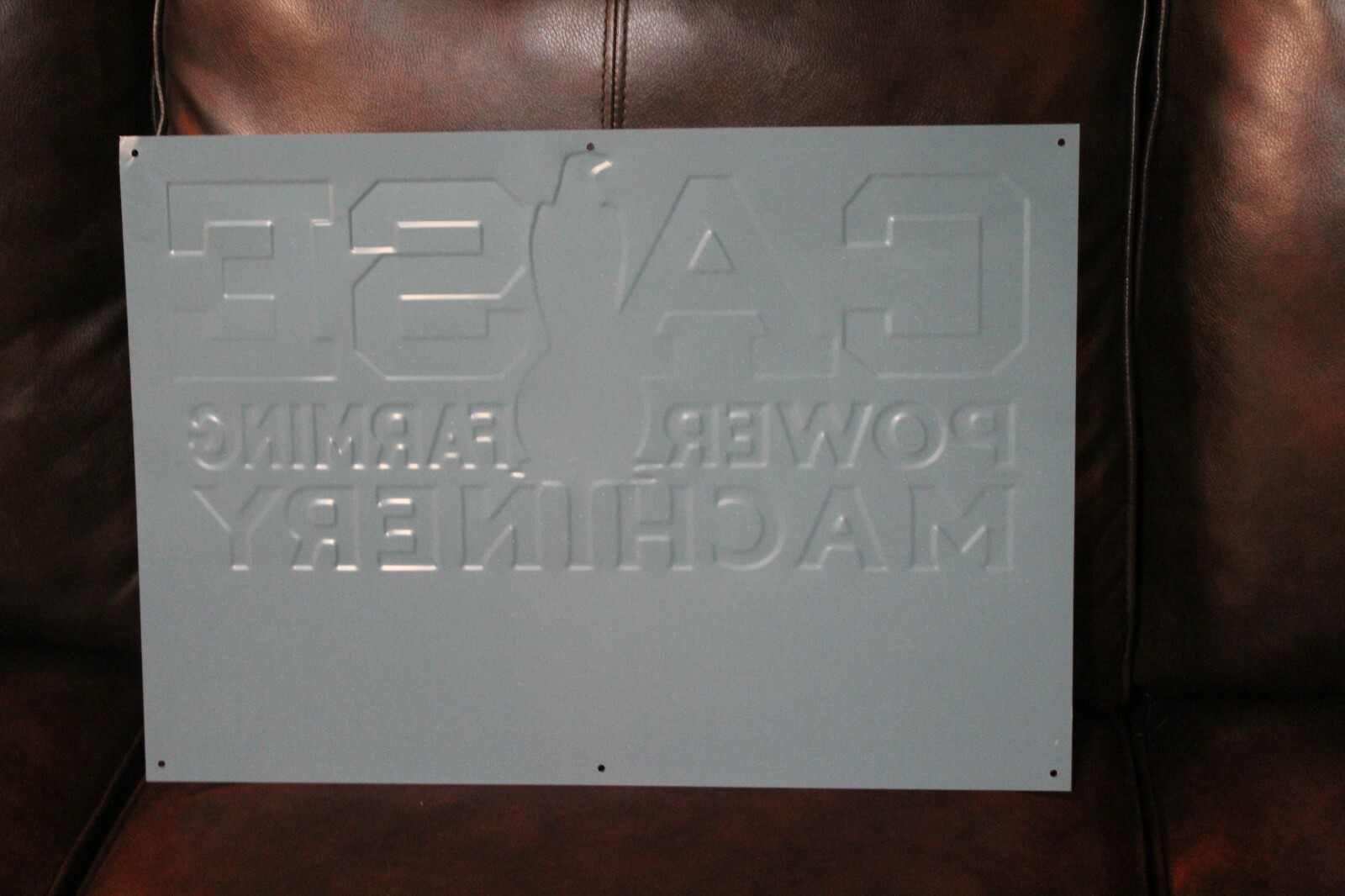 CASE FARMING MACHINERY DEALER EMBOSSED METAL SIGN EAGLE ABE SALES GAS OIL SEED