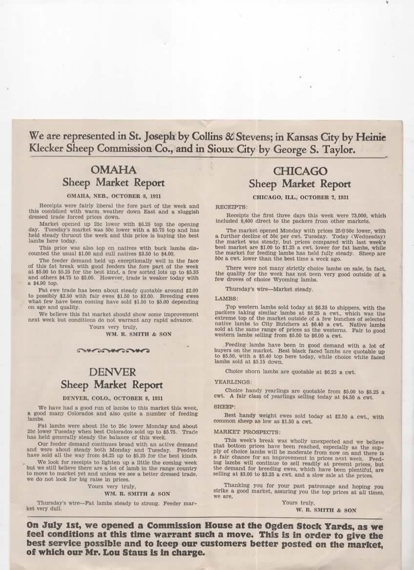 Omaha Nebraska Sheep Commission Merchants vintage mailer 1931 “Eat more lamb”