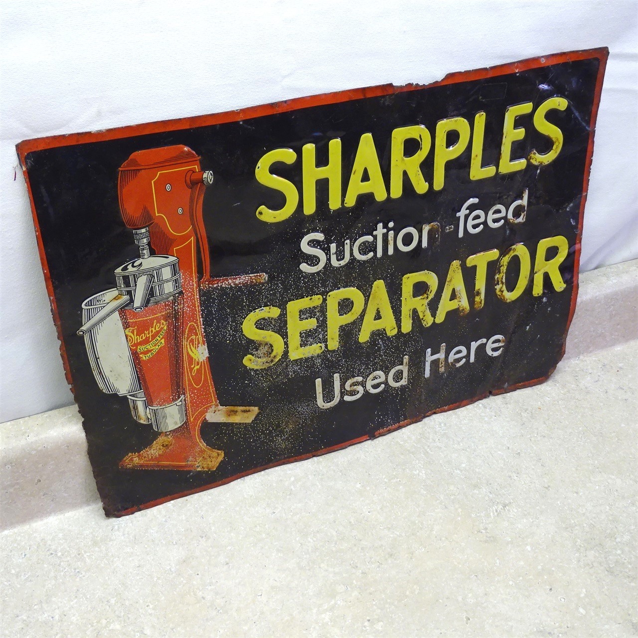 Vintage Tin Ad Sign Sharples Suction Feed Separator, Farm Dairy 19″ X 13.5″