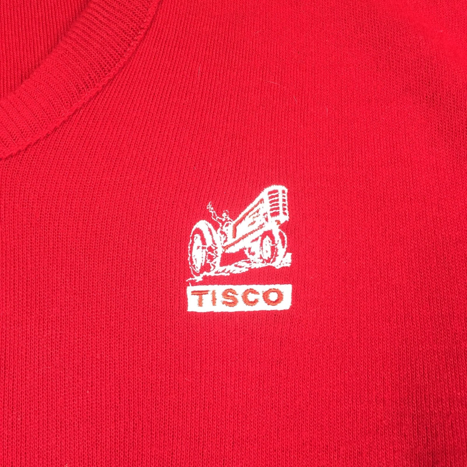 Vintage Rare Tisco Tractor Implement Supply Agriculture Farm Red Sweater Vneck