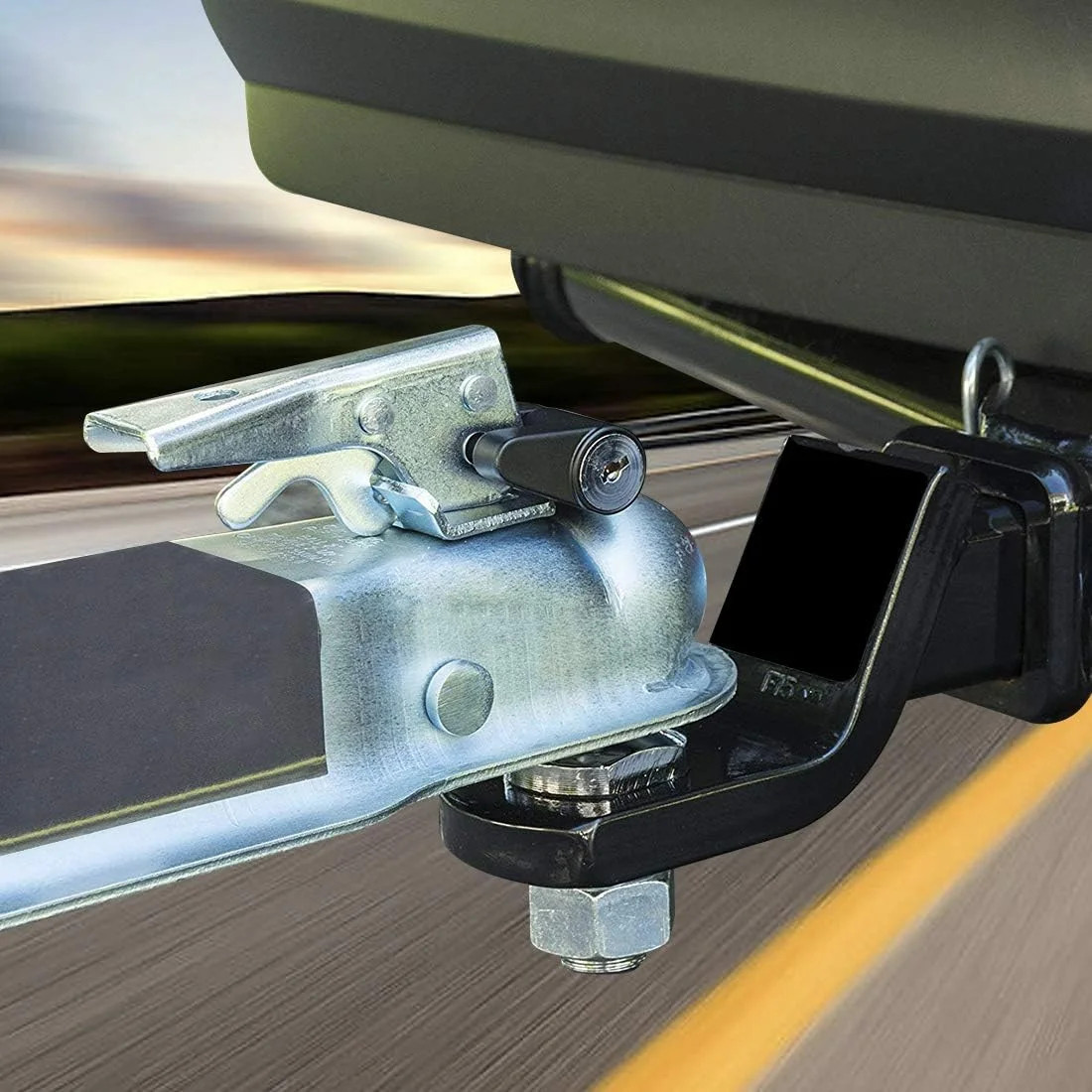 CZC AUTO Black Trailer Hitch Coupler Lock, Dia 1/4 Inch, 3/4 Inch Span for Tow B