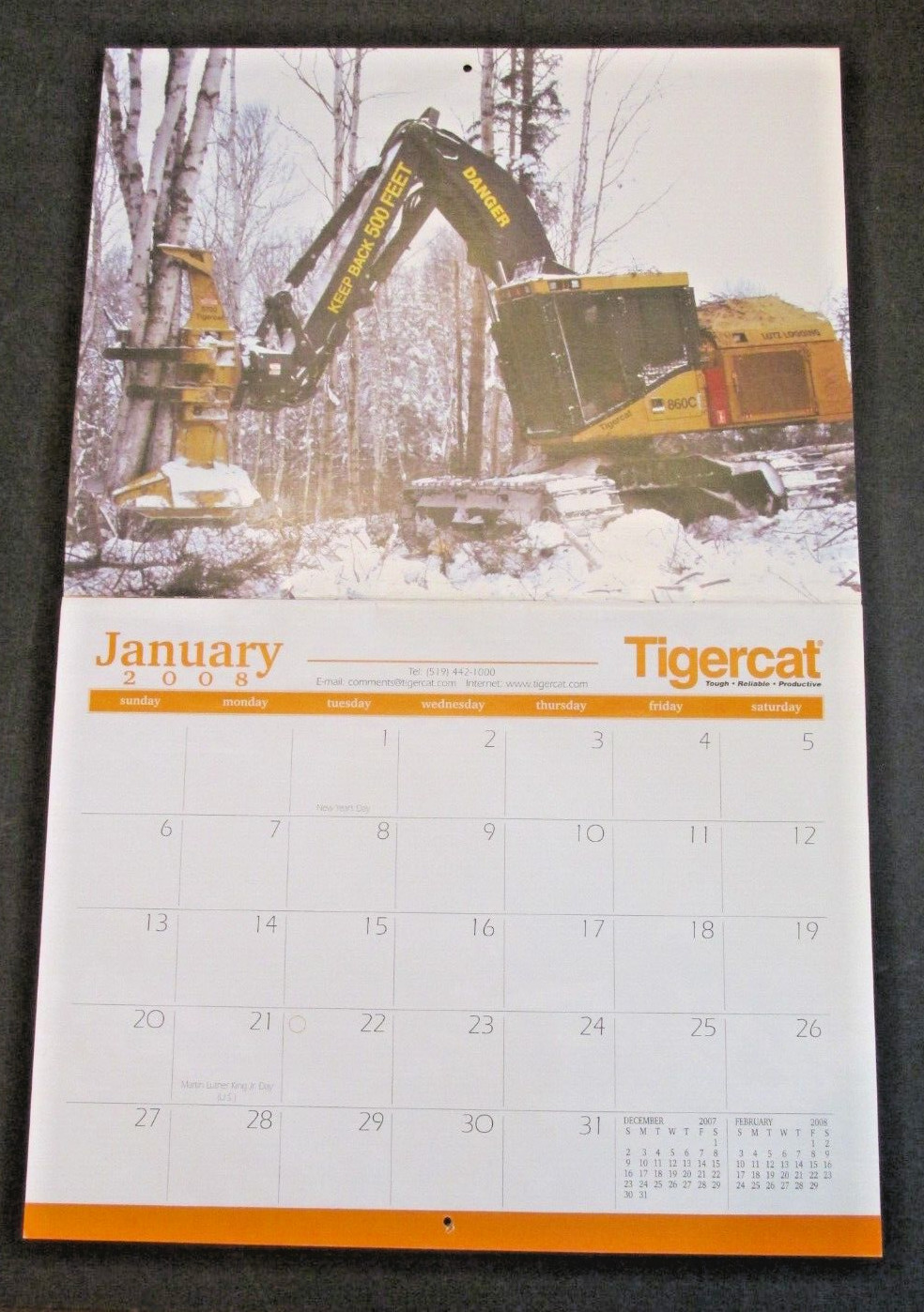 TIGERCAT 2008 Calendar 860c 630c 724e TH575 Dealer AD