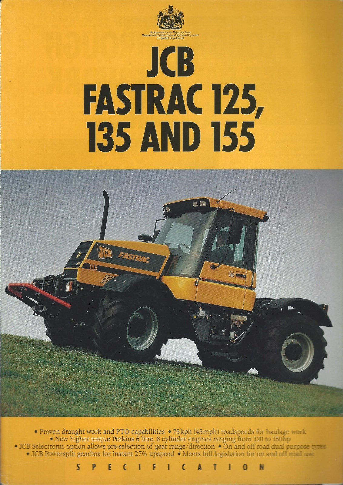 Farm Tractor Brochure – JCB – Fastrac 125 135 155 – c1993 (F4565)