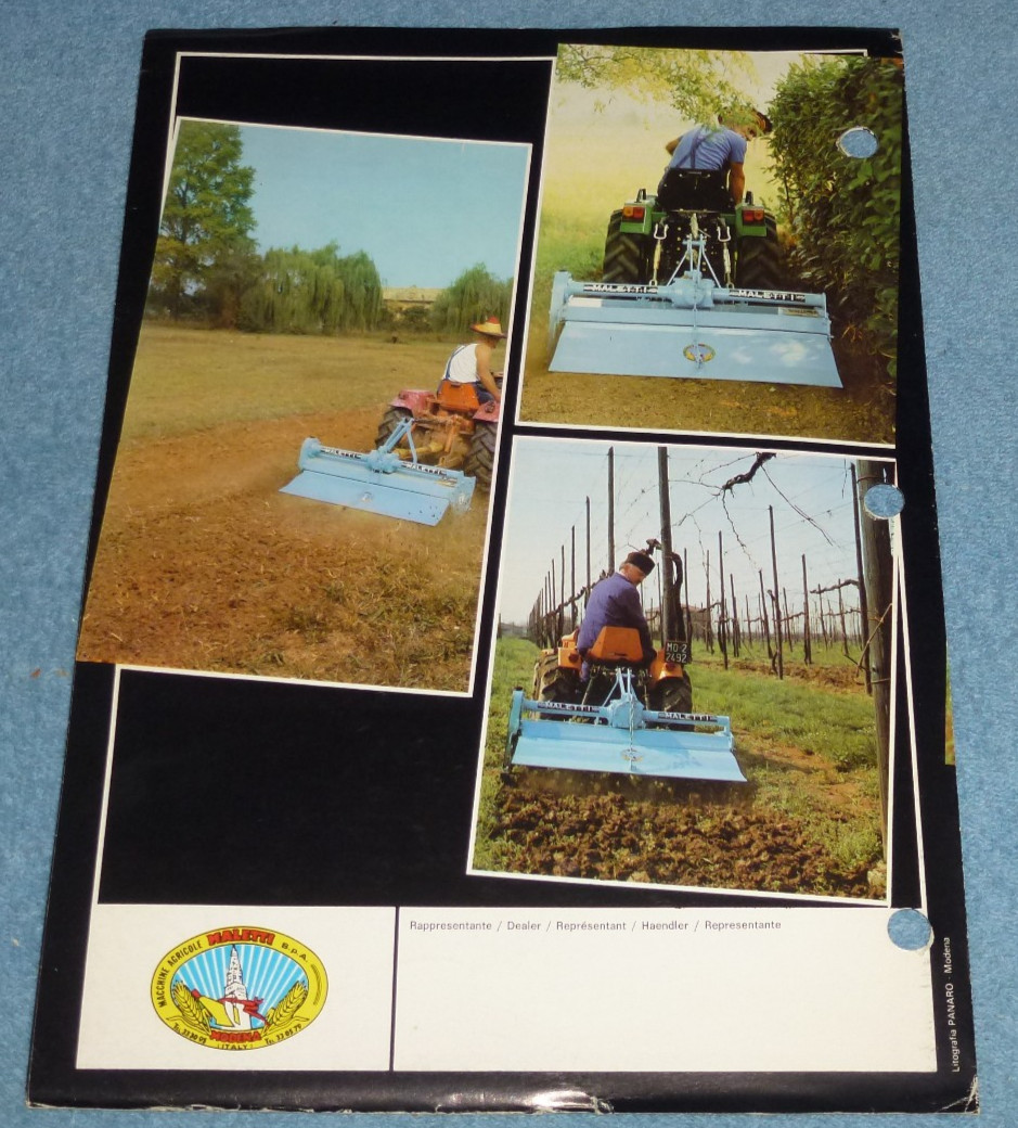 Vintage Maletti Model L Rotary Tiller Farm Equipment Brochure Specs Sheet