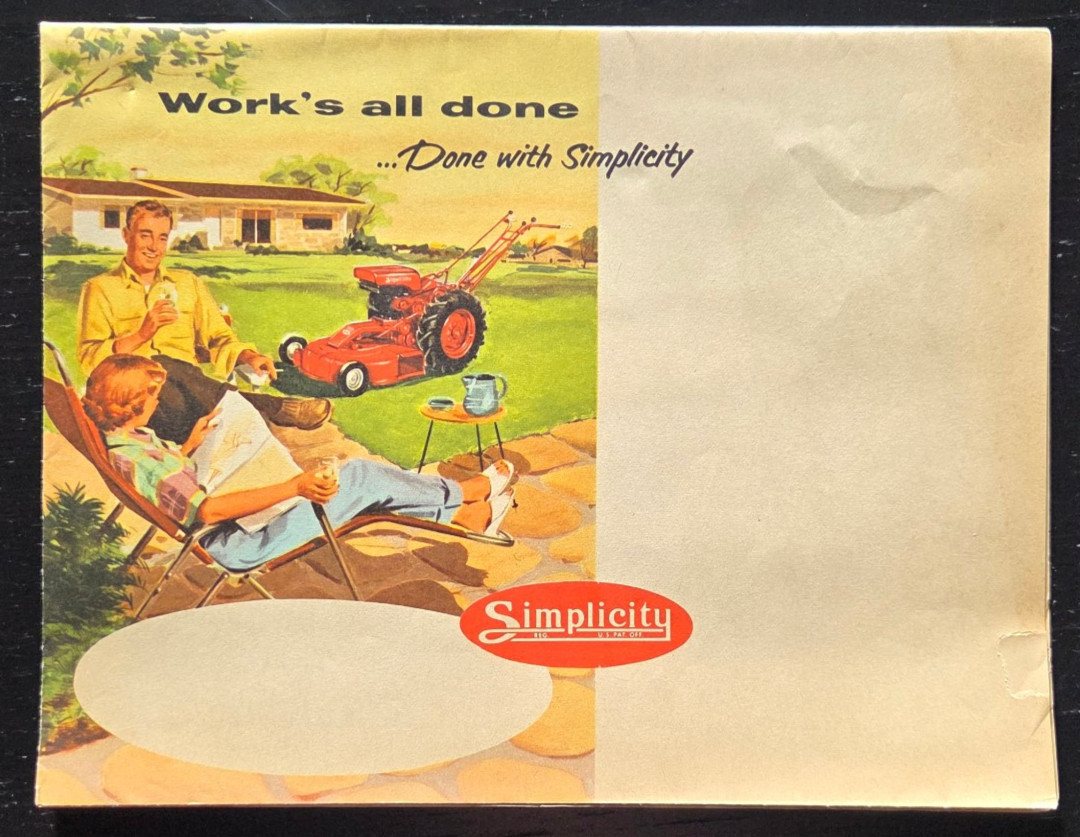 1950’s SIMPLICITY TRACTOR’s & ROTARY TILLER POSTER SIZE BROCHURE AWESOME!