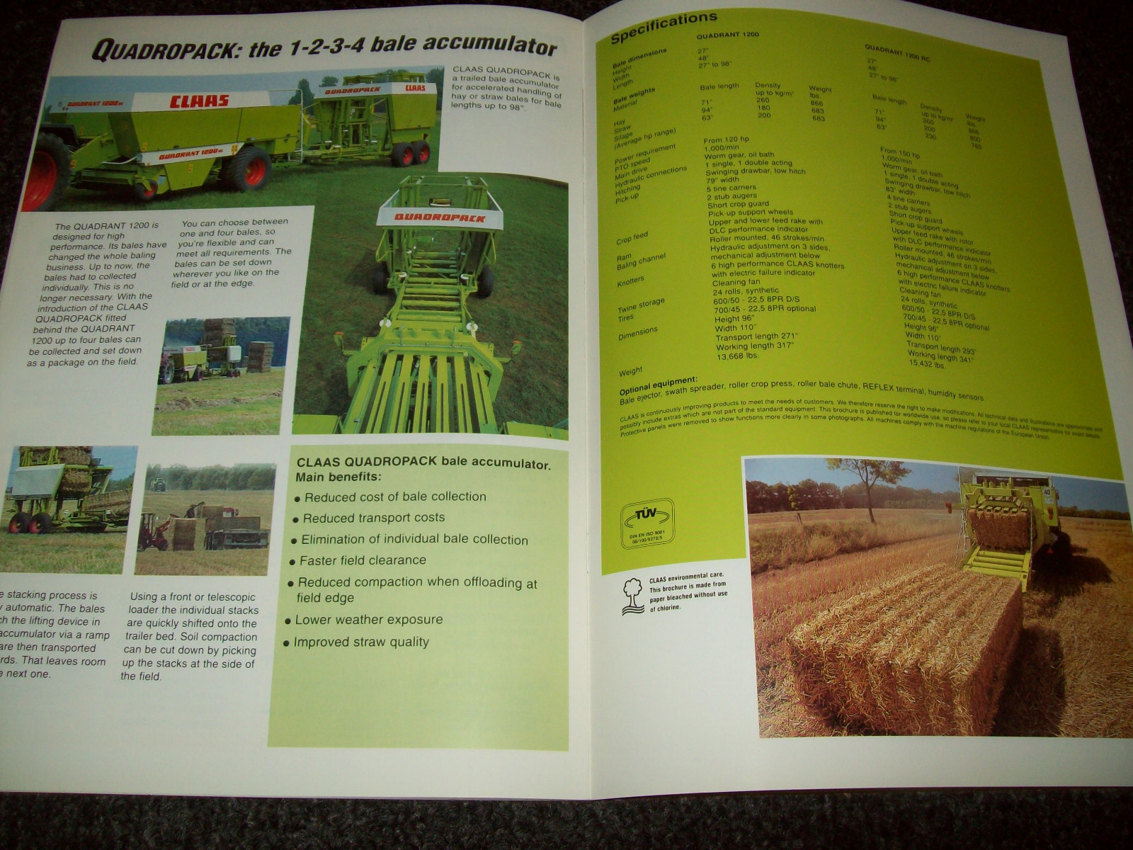 CLAAS QUADRANT 1200 1200 RC BROCHURE AD LITERATURE