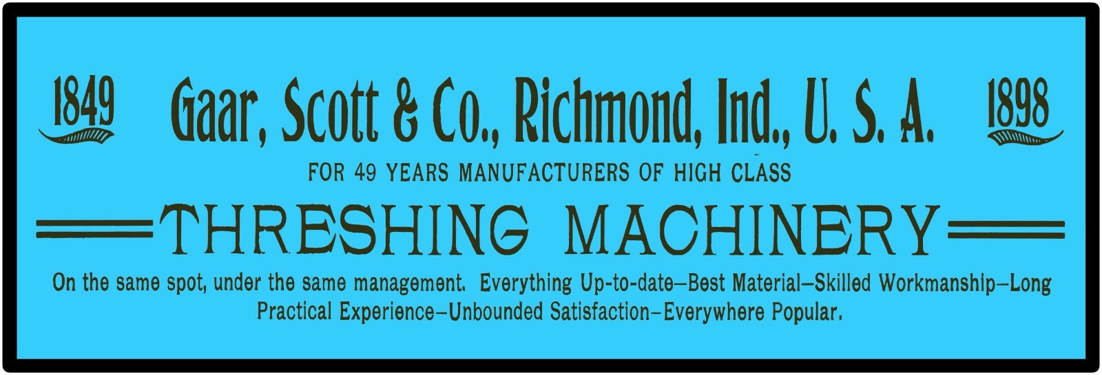 Gaar Scott Threshing Machinery Sign 12″ x 36″ USA STEEL XL Size – 4 POUNDS!